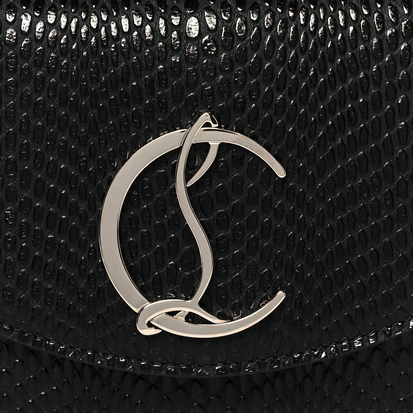 Jurassic Calfskin Embossed Loubi54 Crossbody Clutch Black