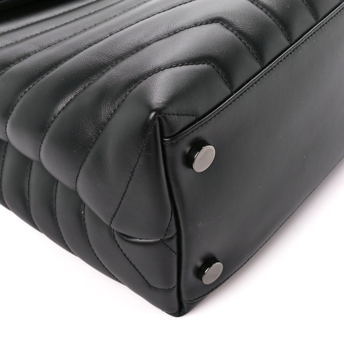 Calfskin Y Quilted Monogram Monochrome Large Loulou Chain Satchel Black