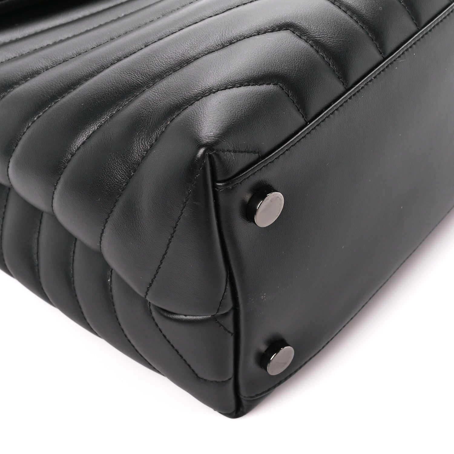 Saint Laurent Calfskin Y Quilted Monogram Monochrome Large Loulou Chain Satchel Black 10 of 12