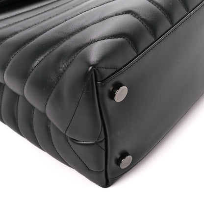 Saint Laurent Calfskin Y Quilted Monogram Monochrome Large Loulou Chain Satchel Black 10 of 12
