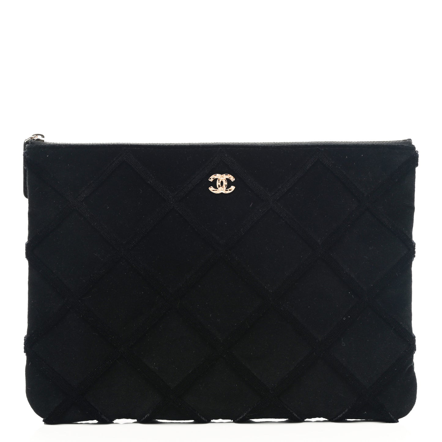 Velvet Quilted Medium Cosmetic Case Black