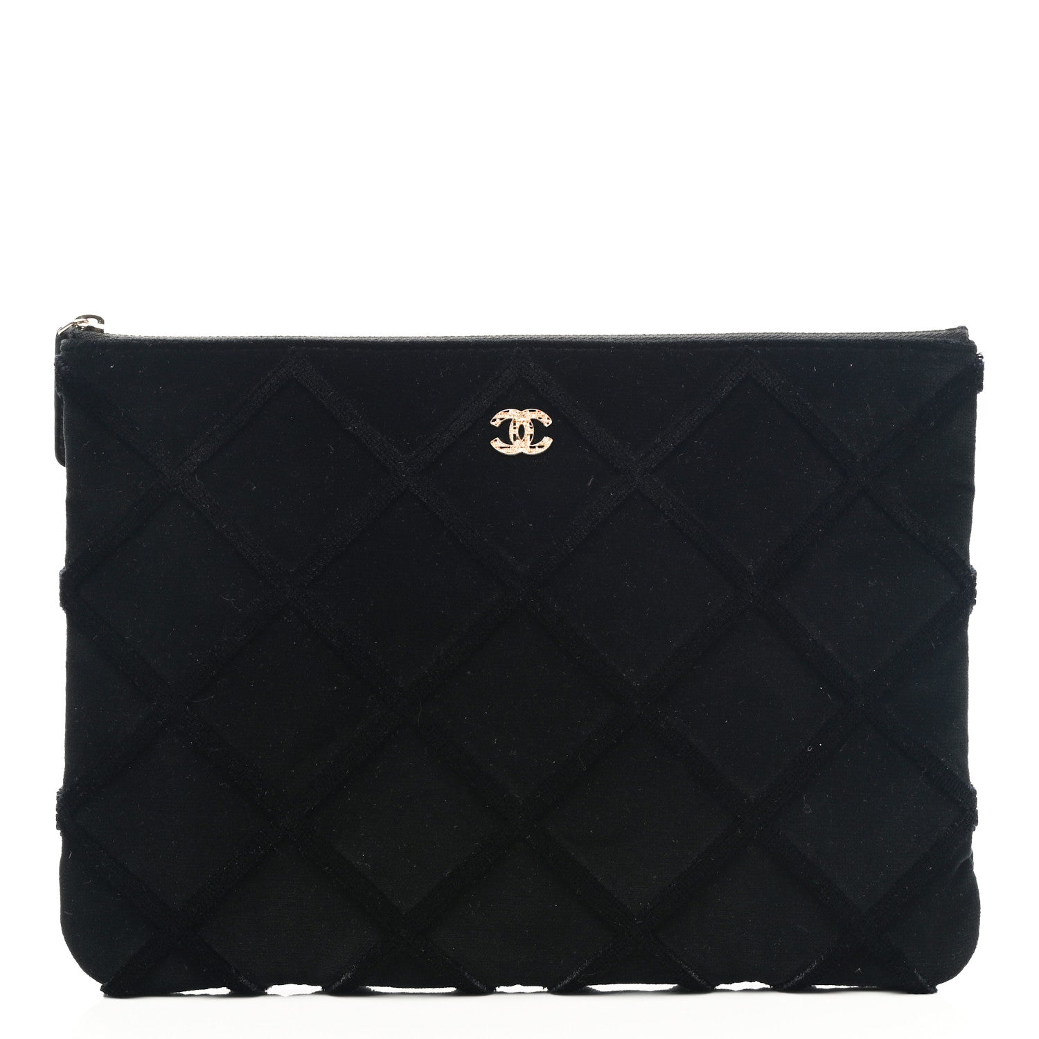 Chanel Velvet Quilted Medium Cosmetic Case Black 1 of 7