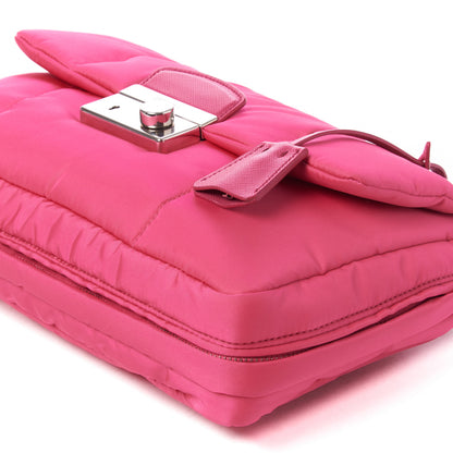 Prada Tessuto Nylon Bomber Sound Chain Flap Shoulder Bag Fuxia 4 of 8