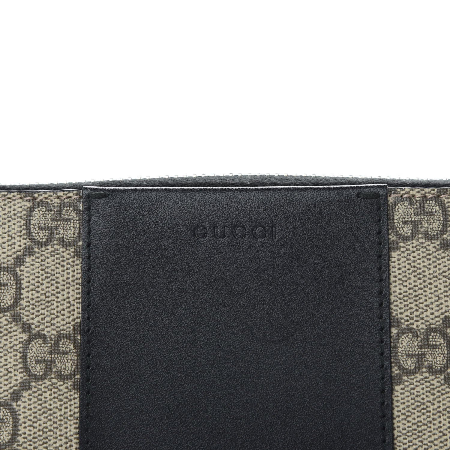 Gucci GG Supreme Monogram Selleria Calfskin Zip Around Wallet Beige Ebony Black 7 of 9