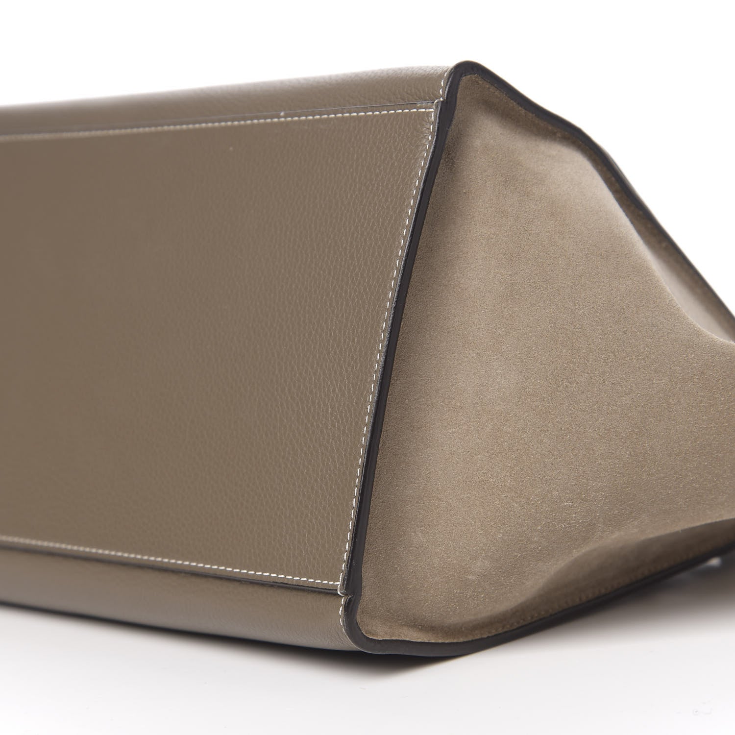 Celine Drummed Calfskin Suede Small Trapeze Souris 8 of 9