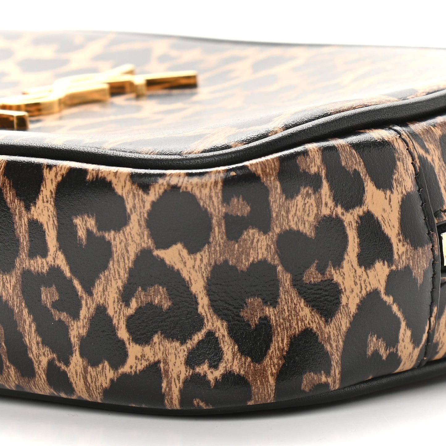 Calfskin Heart Leopard Print Monogram Mini Lou Camera Bag Toffee