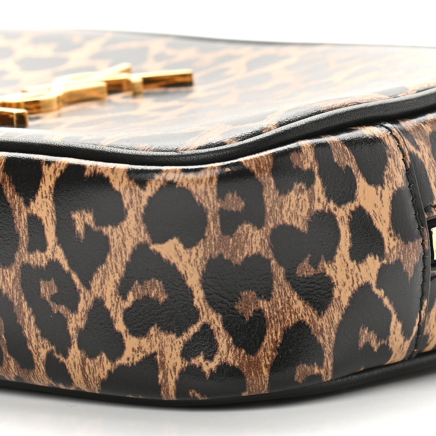 Saint Laurent Calfskin Heart Leopard Print Monogram Mini Lou Camera Bag Toffee 8 of 8