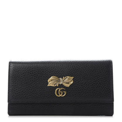 Gucci Calfskin Crystal Bow Continental Wallet Black 1 of 6