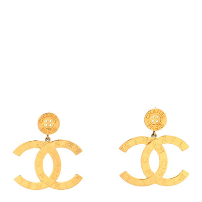 Chanel Metal Large Paris Button Earrings Gold 1 of 4