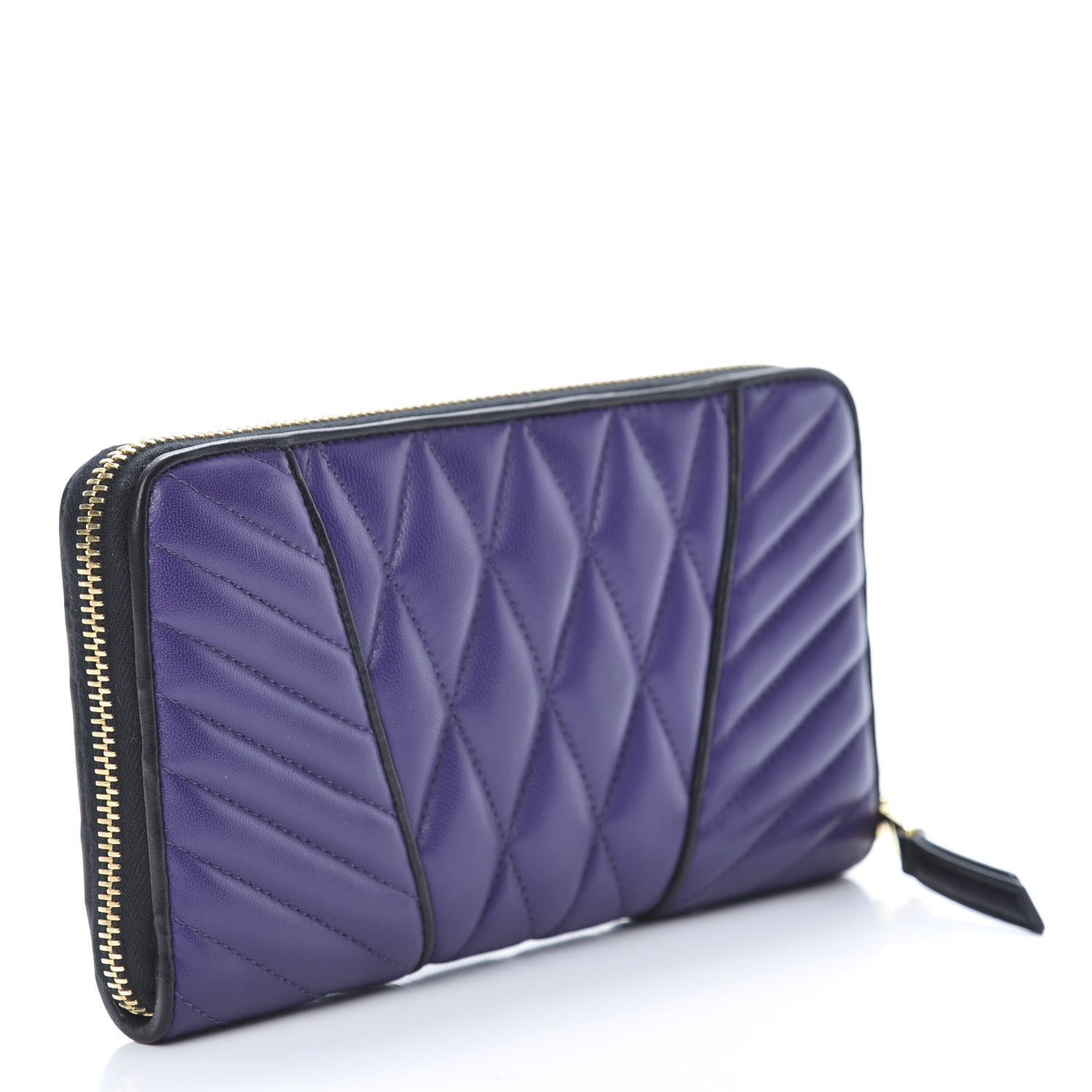 Miu Miu Nappa Quilted Zip Around Wallet Viola 3 of 9