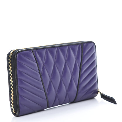 Miu Miu Nappa Quilted Zip Around Wallet Viola 3 of 9