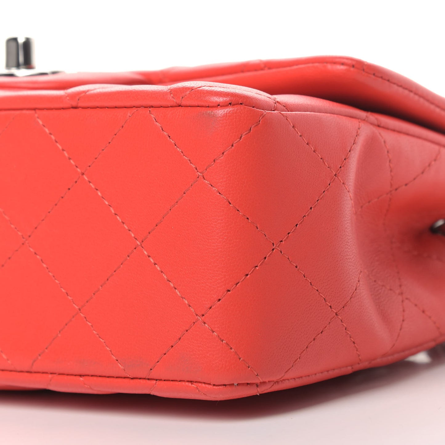 Lambskin Quilted Mini Rectangular Flap Red