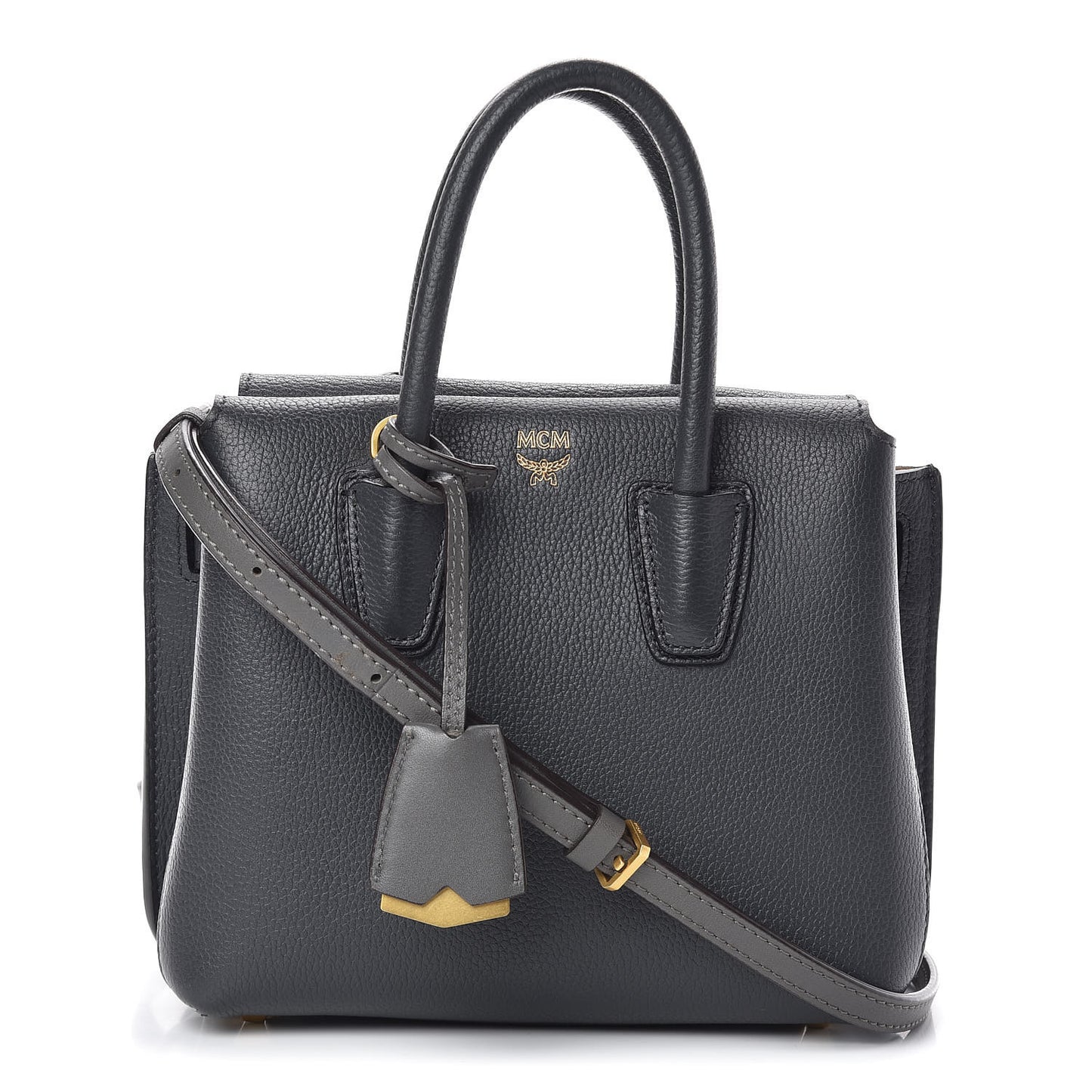 Grained Calfskin Mini Milla Tote Phantom Grey