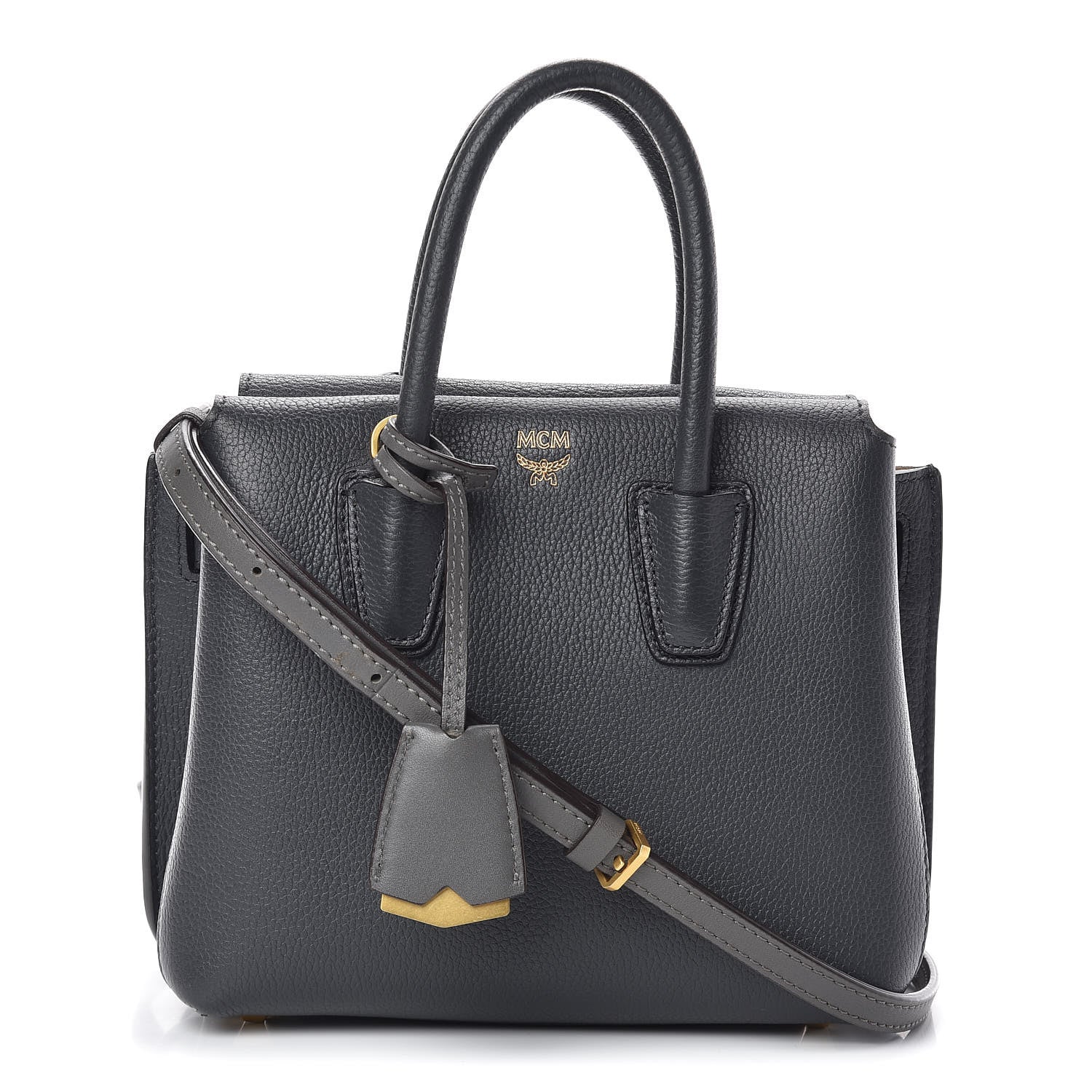 MCM Grained Calfskin Mini Milla Tote Phantom Grey 1 of 11