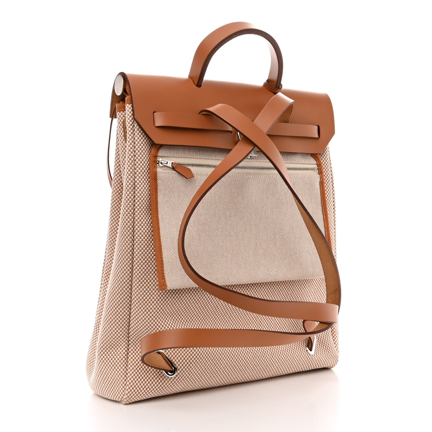 Hermes Vache Hunter Criss Viking Herbag a Dos Retourne Backpack Ecru Beige Naturel 4 of 12