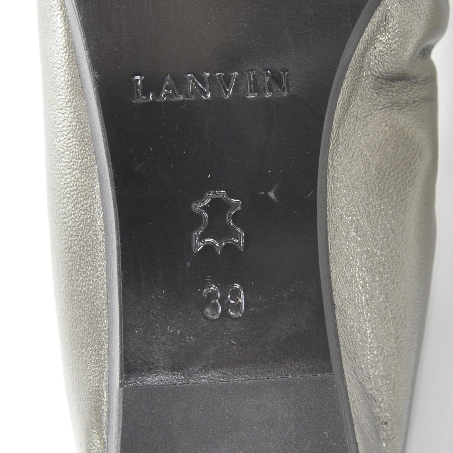 Lanvin Leather Elastic Ballet Flats 39 Gunmetal Metallic 6 of 6