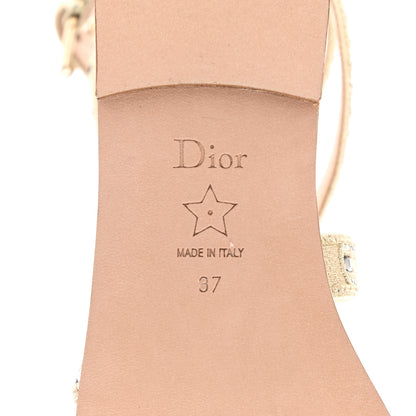 Christian Dior Metallic Cotton Embroidered Crystal Embellished Poison-D Sandal 37 Pale Gold 6 of 9