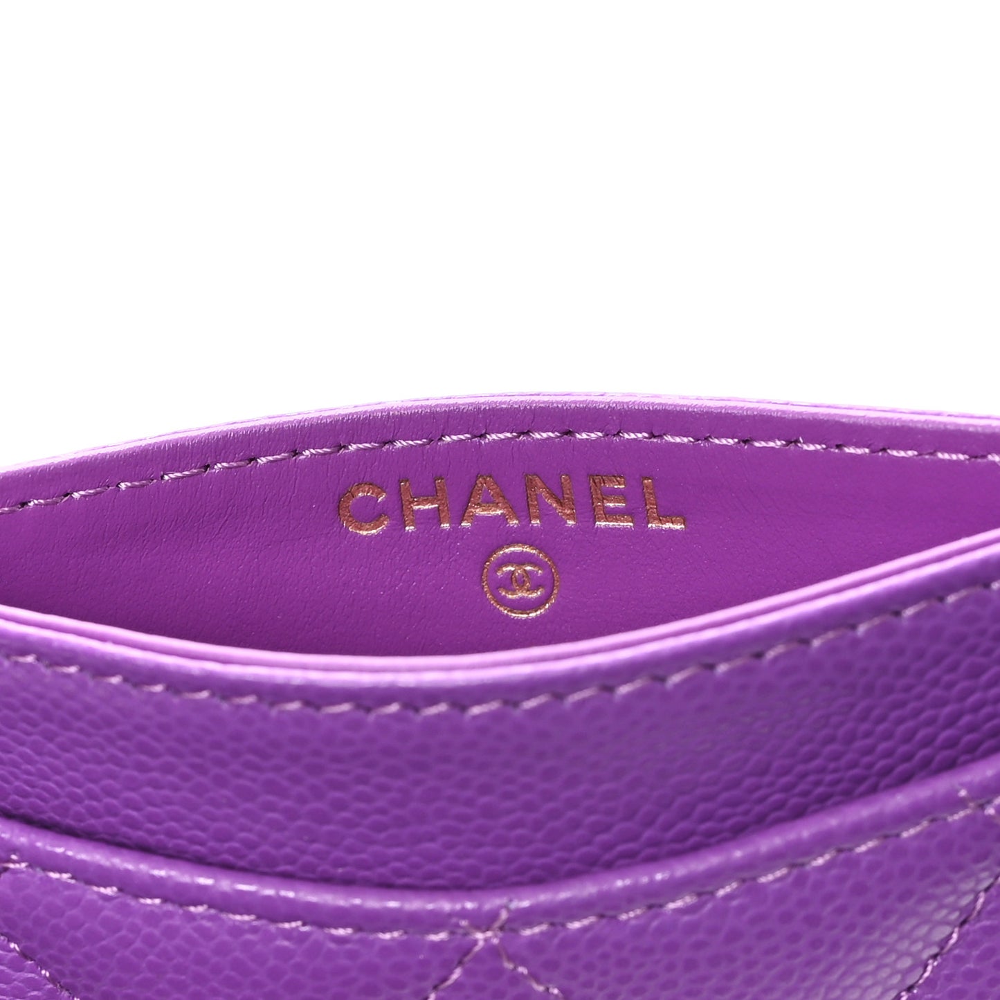 Caviar Quilted Card Holder Purple