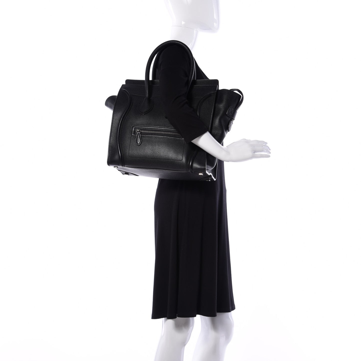 Drummed Calfskin Mini Luggage Black