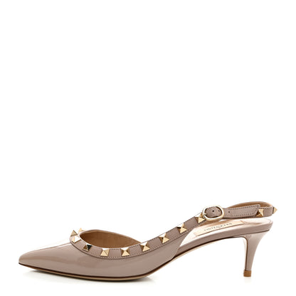 Valentino Garavani Patent Rockstud Half d'Orsay Slingback 50mm Pumps 38 Poudre 1 of 8