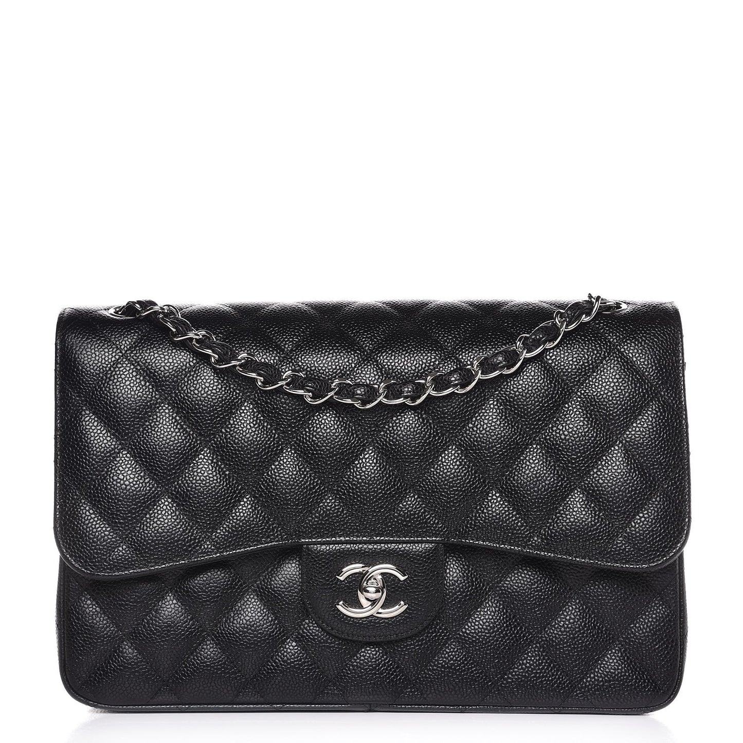 Caviar Quilted Jumbo Double Flap Black