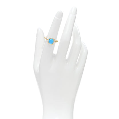 David Yurman 18K Yellow Gold Diamond Turquoise 7mm Petite Chatelaine Pave Bezel Ring 53 6.25 2 of 4
