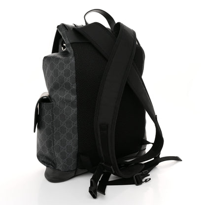 Gucci Soft GG Supreme Monogram Calfskin Web Double Buckle Backpack Black 3 of 10