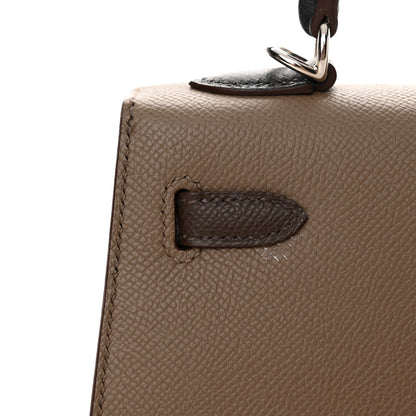 Hermes Epsom Tri-Color Kelly Sellier 25 Ecorce Etoupe Black 11 of 12
