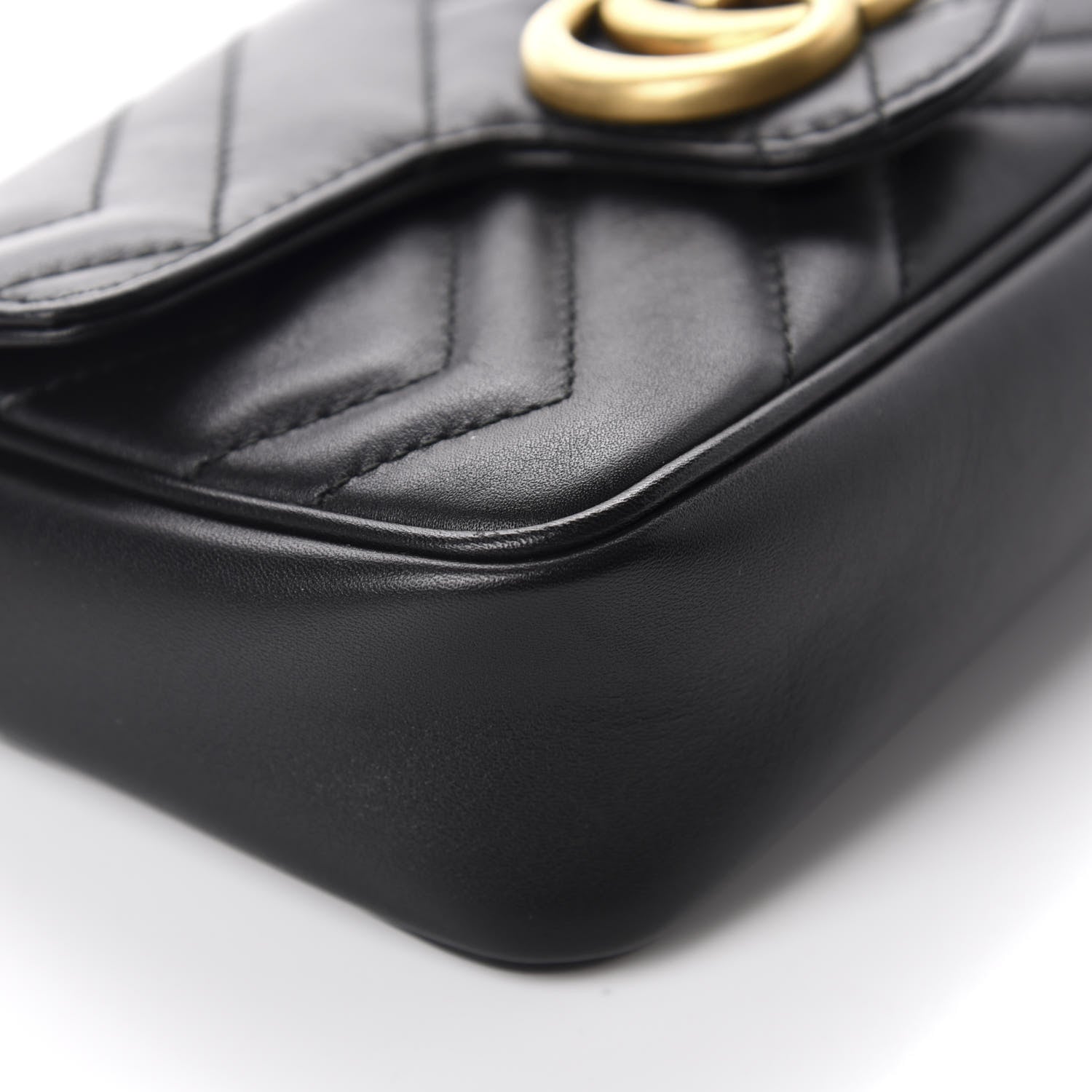 Gucci Calfskin Matelasse Super Mini GG Marmont Shoulder Bag Black 6 of 12