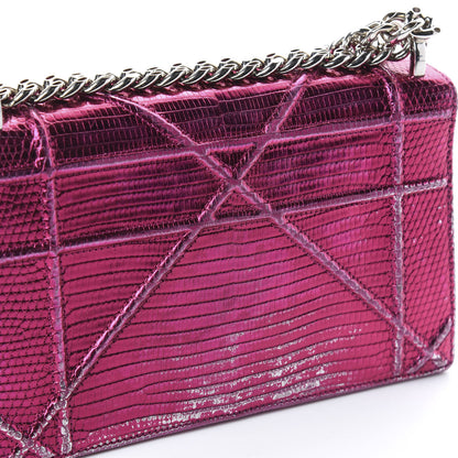Christian Dior Metallic Lizard Small Diorama Flap Bag Fuchsia 9 of 12