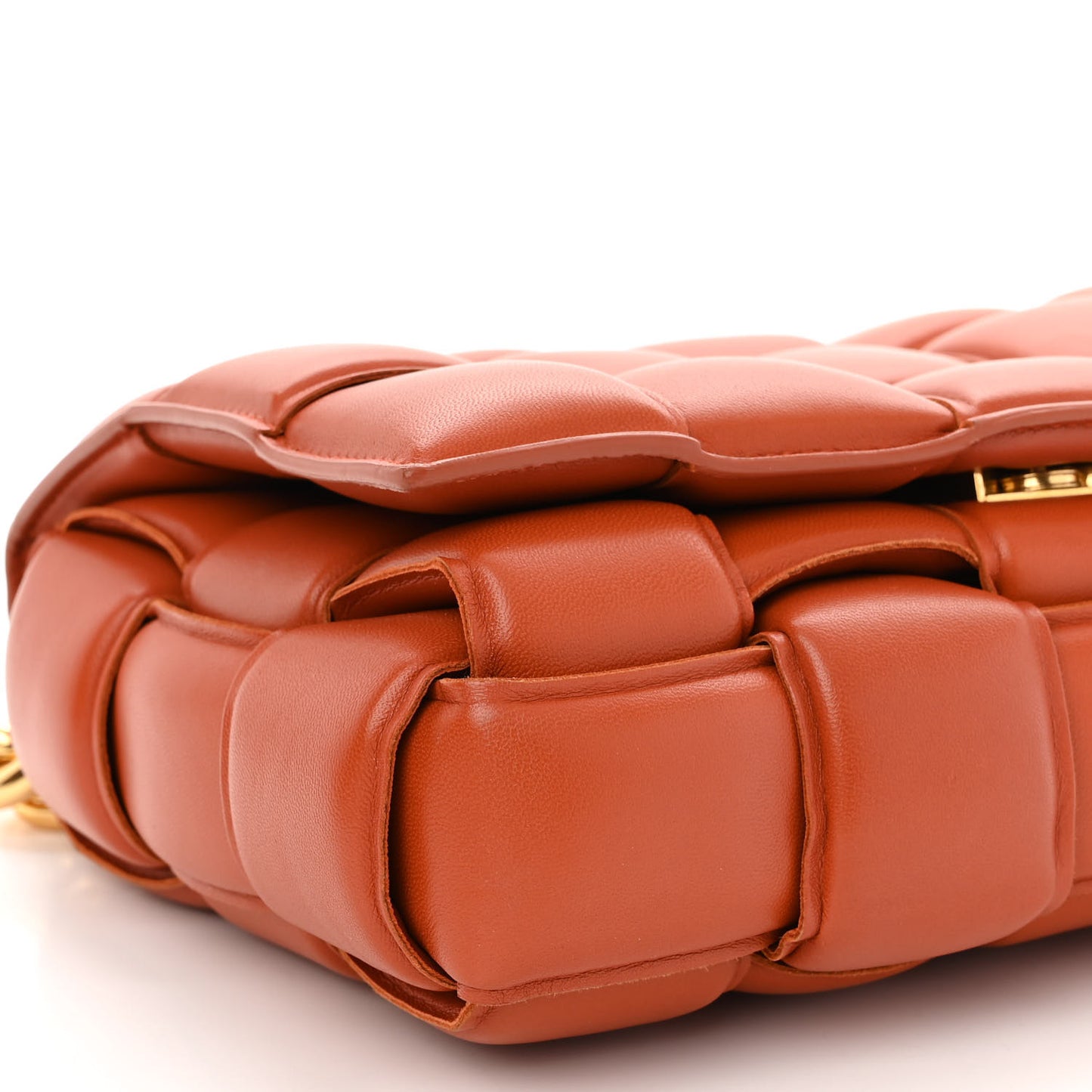 Lambskin Maxi Intreccio Padded Chain Cassette Crossbody Bag Maple