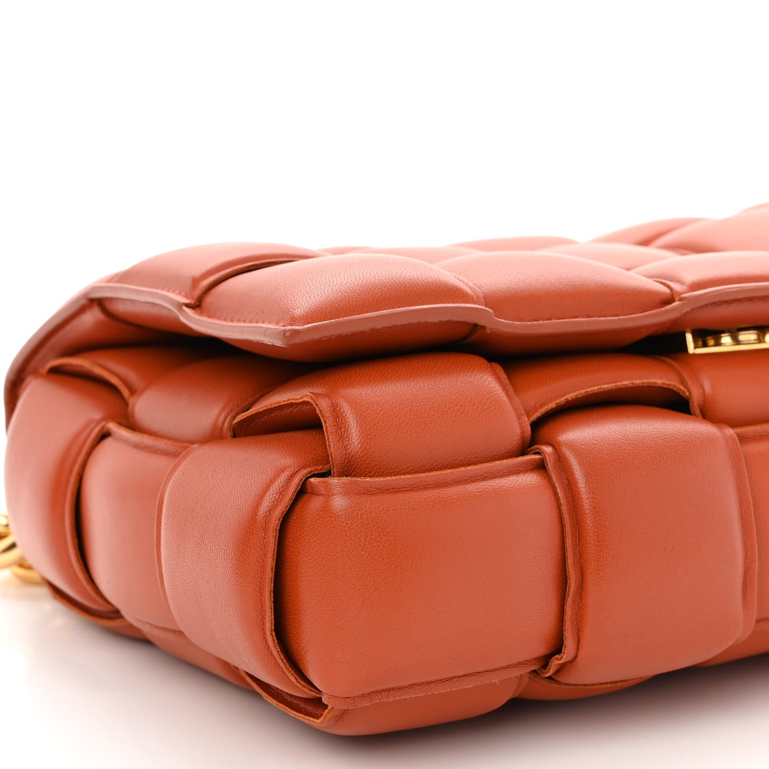 Bottega Veneta Lambskin Maxi Intreccio Padded Chain Cassette Crossbody Bag Maple 8 of 9