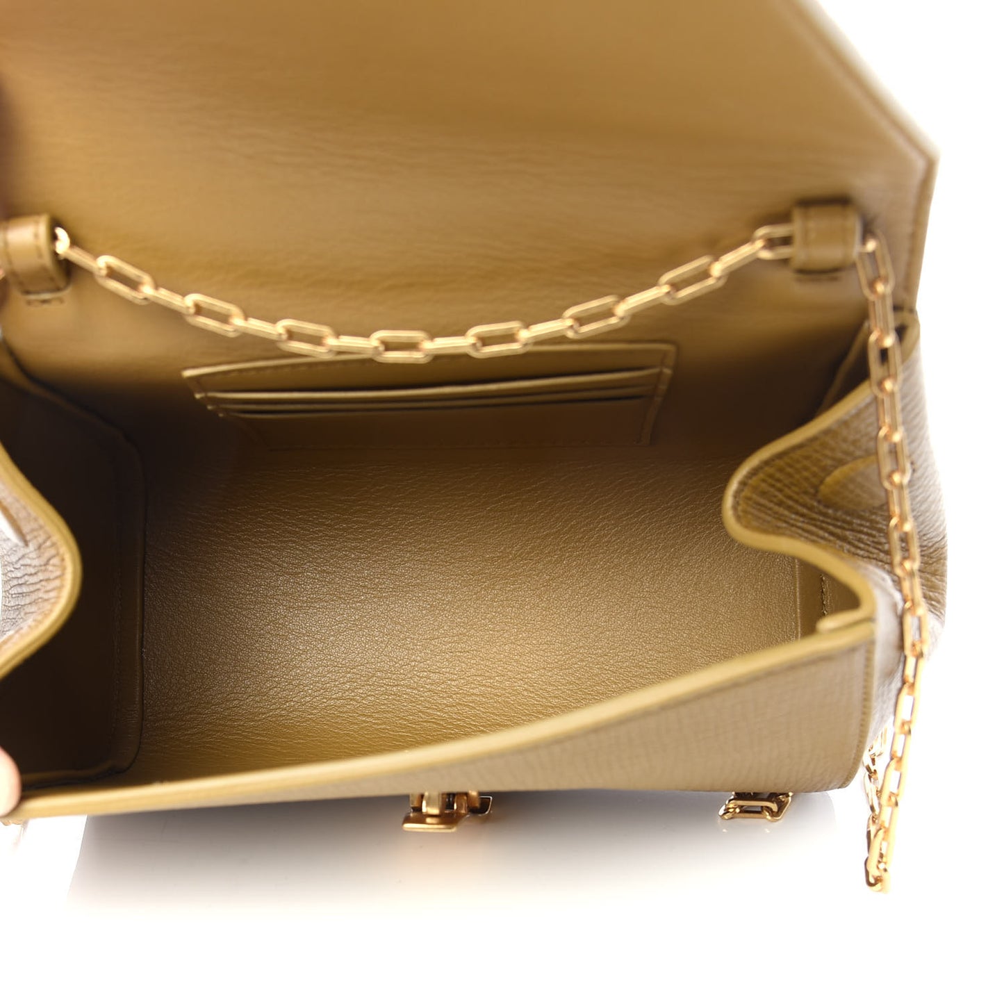 Textured Calfskin The Mini Angle Shoulder Bag Moutarde