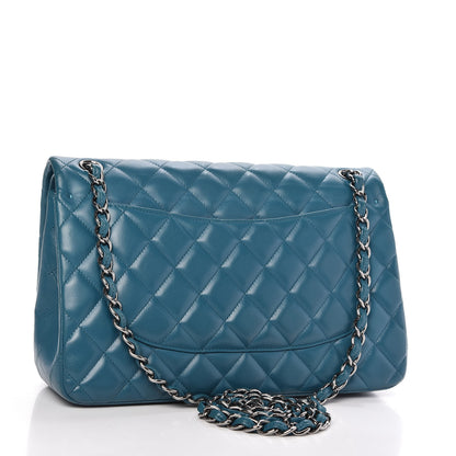 Chanel Lambskin Quilted Jumbo Double Flap Blue 4 of 12