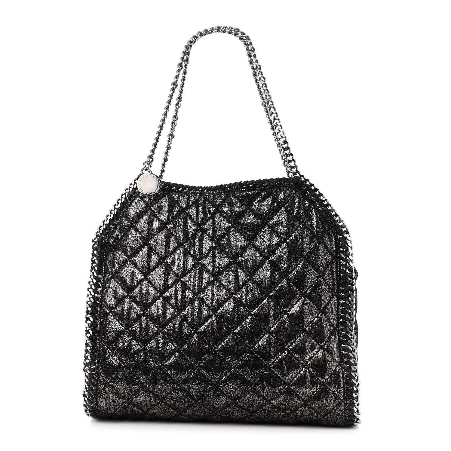 Stella McCartney Metallic Shaggy Deer Quilted Small Falabella Tote Black 1 of 11