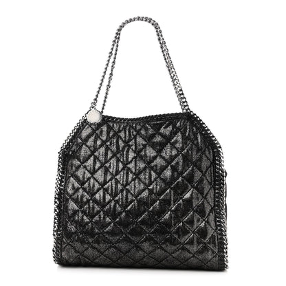 Stella McCartney Metallic Shaggy Deer Quilted Small Falabella Tote Black 1 of 11