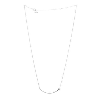 Tiffany 18K White Gold Small T Smile Pendant Necklace 2 of 5
