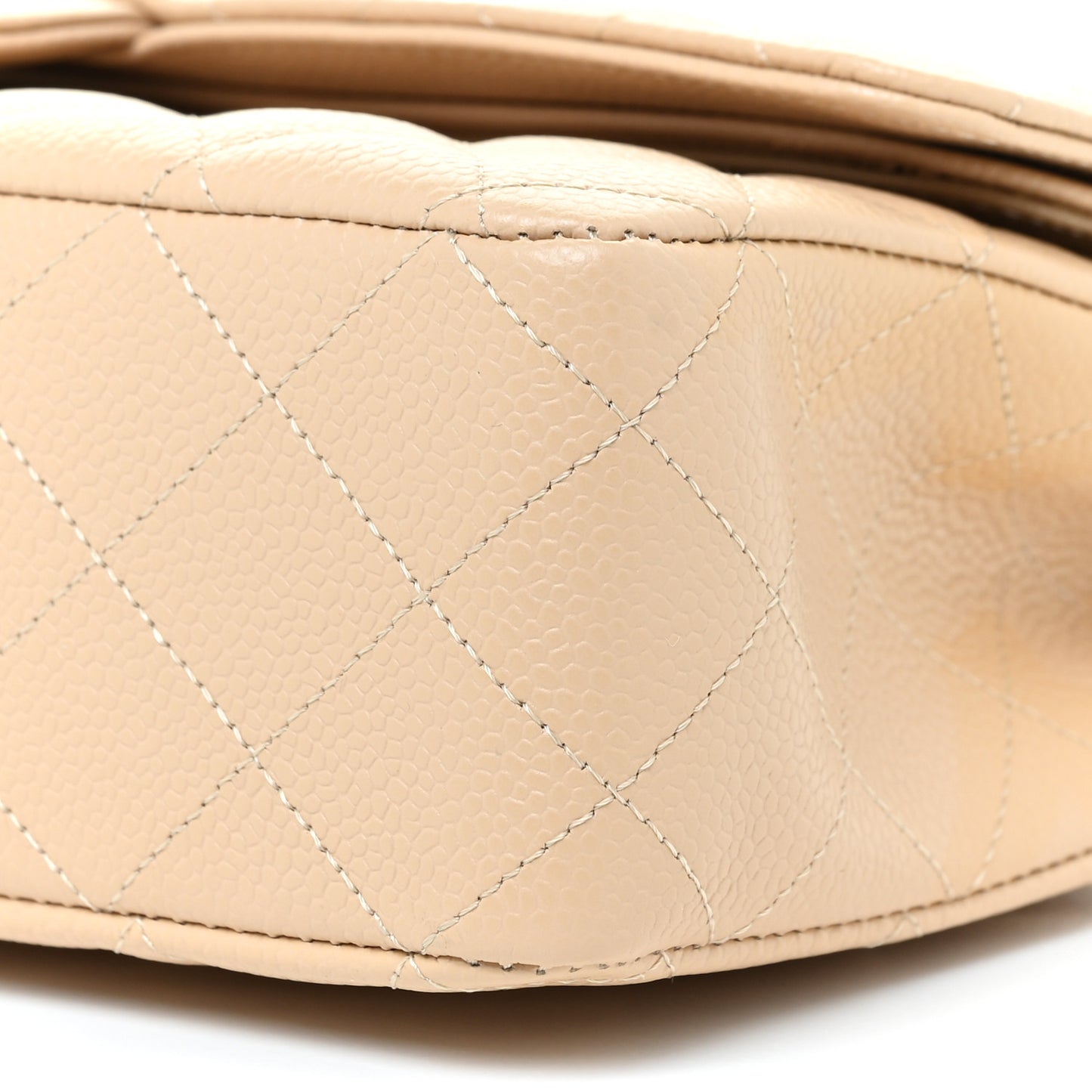 Caviar Quilted Medium Double Flap Beige Clair