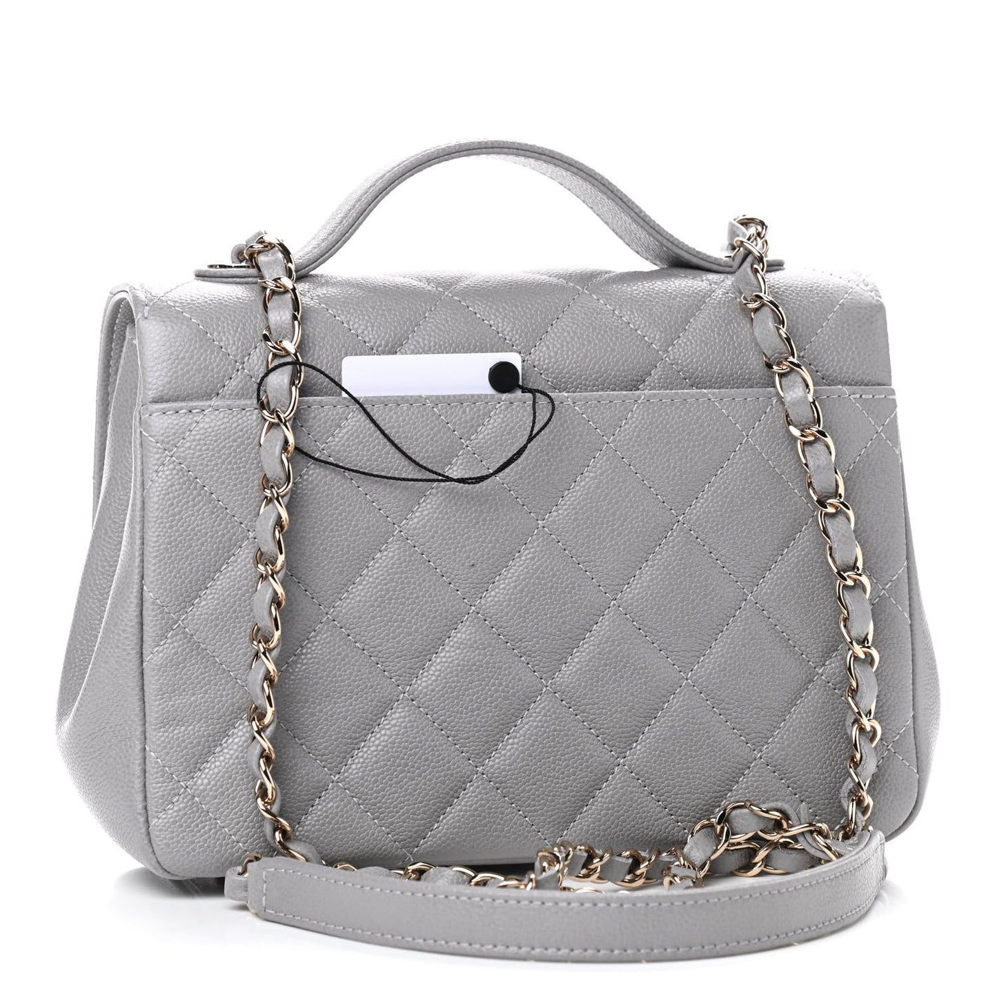 Caviar Quilted Medium Business Affinity Flap Grey