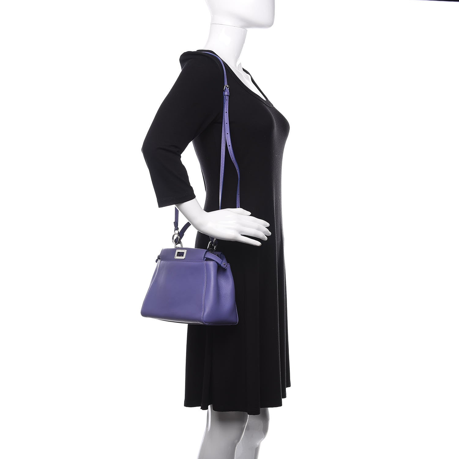 Fendi Nappa Mini Peekaboo Iconic Satchel Viola Cassis 2 of 10