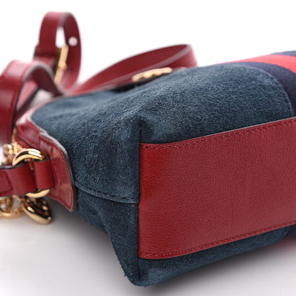 Gucci Suede Calfskin Web Small Ophidia Dome Shoulder Bag New Blue Romantic Cherry 8 of 11