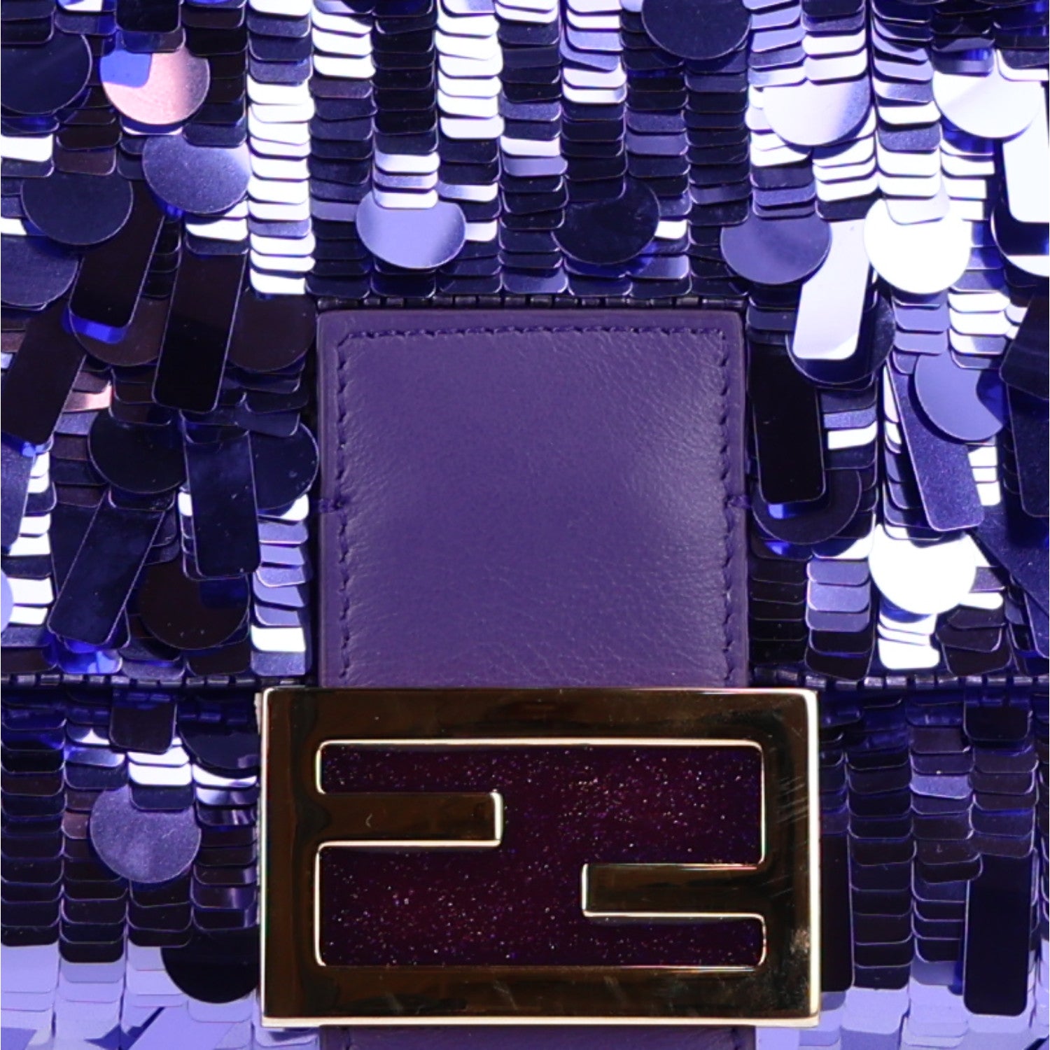 Fendi Sequin Paillettes Shiny Nappa Sex and the City Baguette Viola Purple Rain 8 of 10