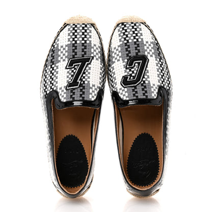 Christian Louboutin Patent Calfskin Reflective Tresse Nanou Ivy Orlato Espadrilles 39 White Black Grey 2 of 12