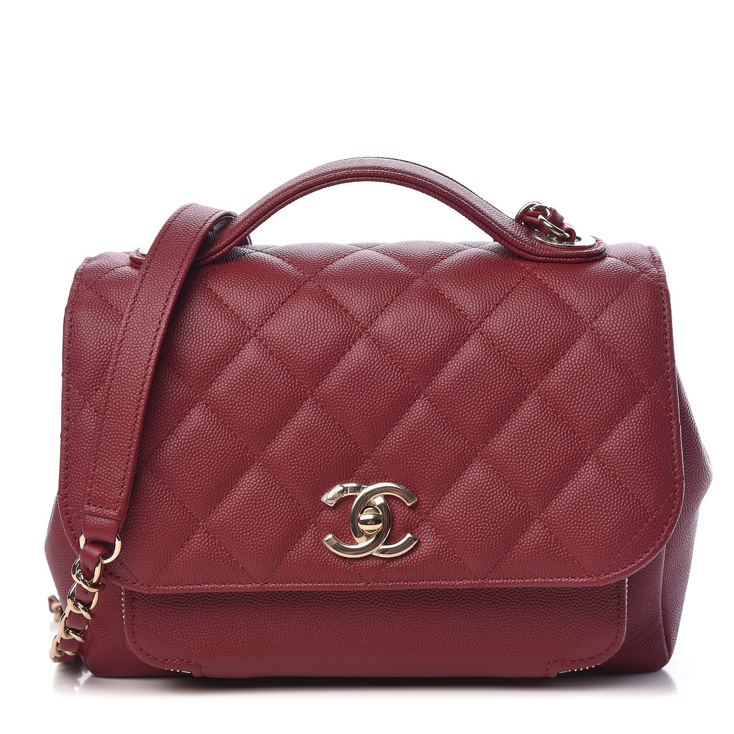 Caviar Quilted Small Business Affinity Flap Burgundy
