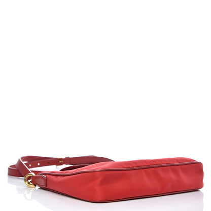 Prada Nylon Vela Saffiano Flat Flap Messenger Bag Red 4 of 9