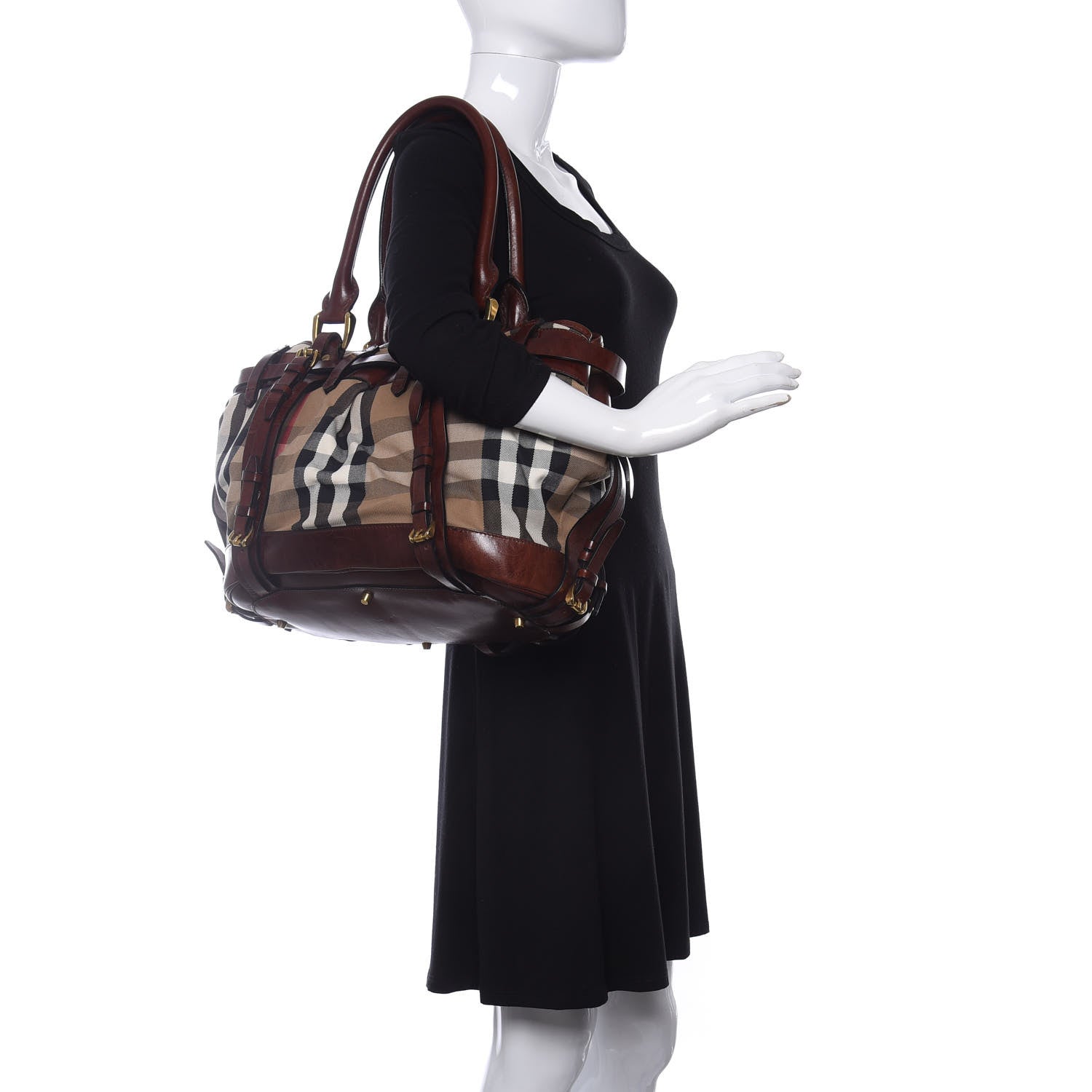Burberry House Check Bridle Calfskin Belted Satchel Brown 2 of 10