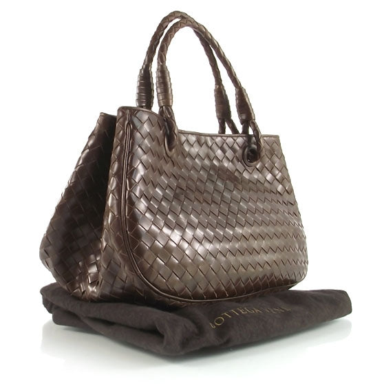 Bottega Veneta Leather Intrecciato Woven Tote Ebano 3 of 9