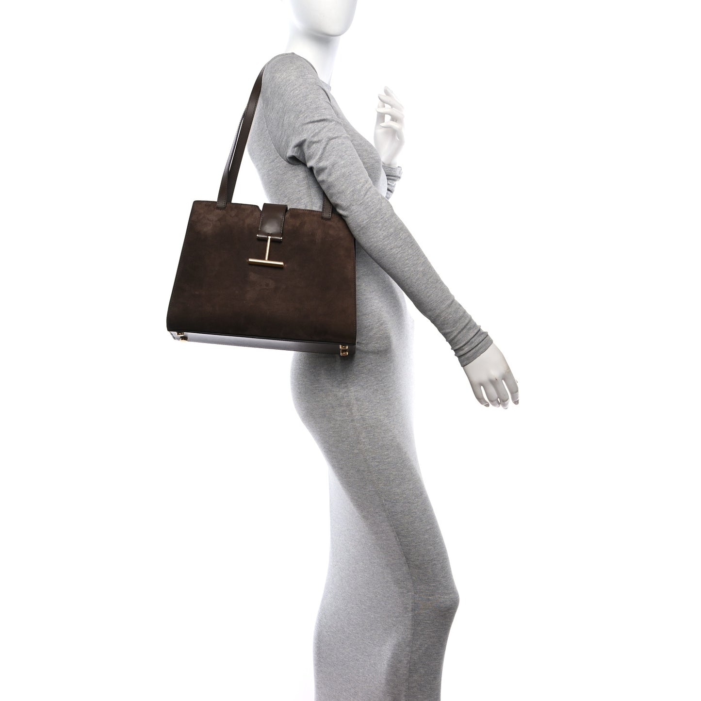Suede Medium Tara Shoulder Bag Brown