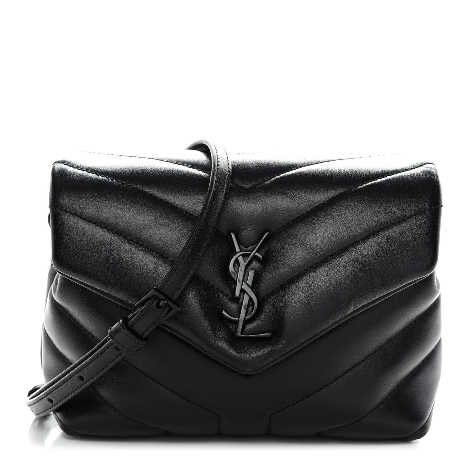 Saint Laurent Calfskin Y Quilted Monogram Monochrome Toy Loulou Crossbody Bag Black 1 of 10