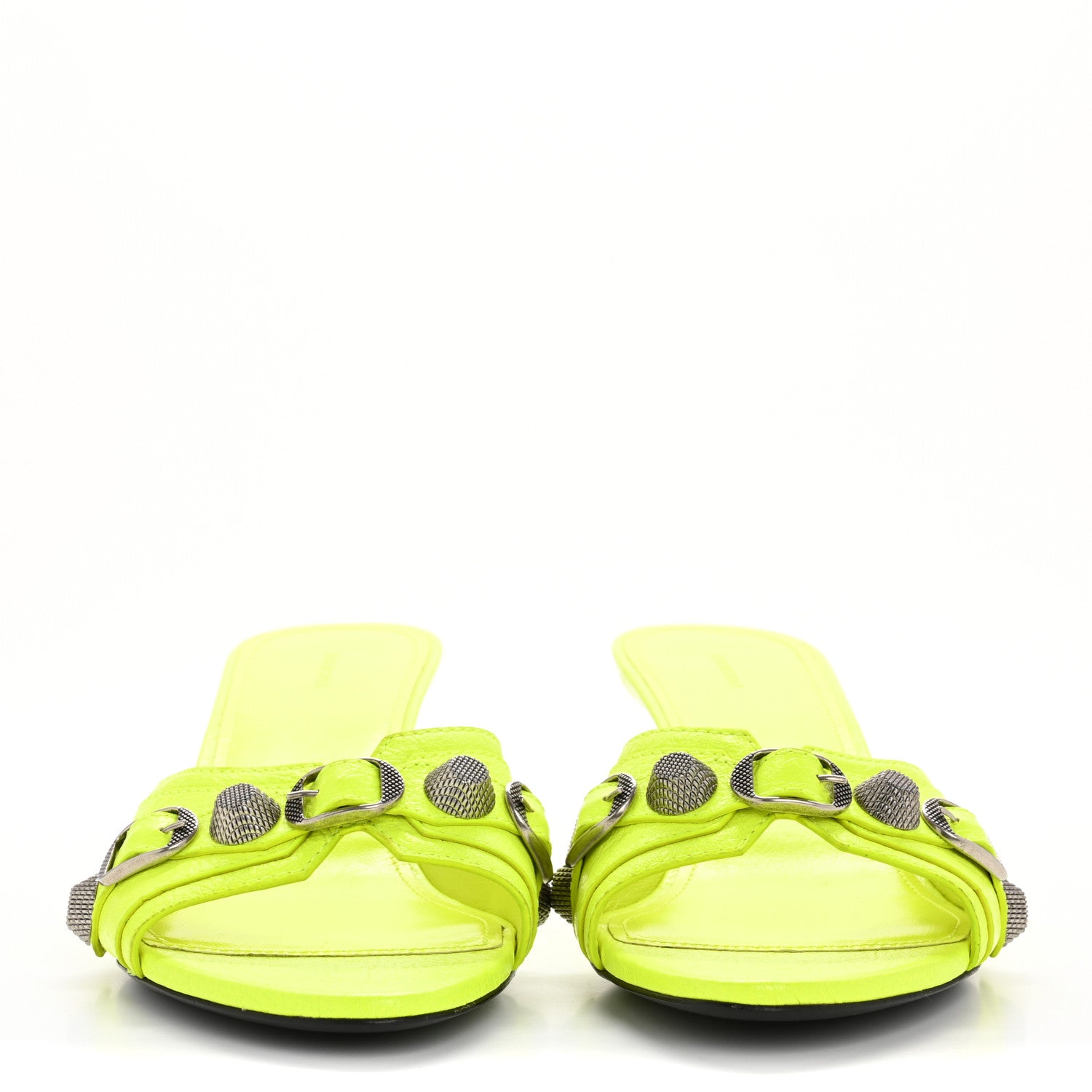 Balenciaga Agneau Arena Cagole 50mm Slide Sandals 40 Fluo Yellow 3 of 10
